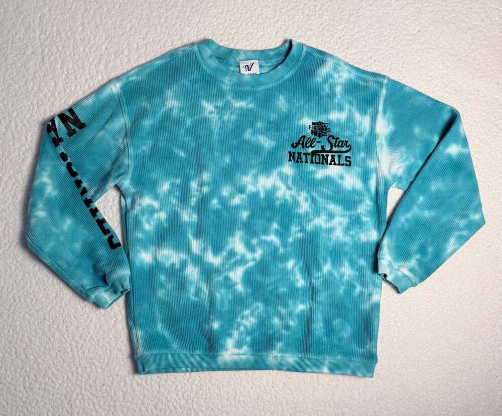 Varsity Spirit All-Star Nationals Teal Tie-Dye Ribbed Long Sleeve Sweatshirt